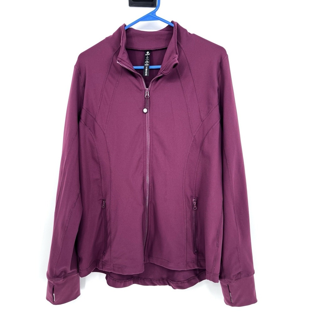 90 Degree By Reflex Jacket Womens XL Burgundy Full Zip Mock Neck Pockets Stretch